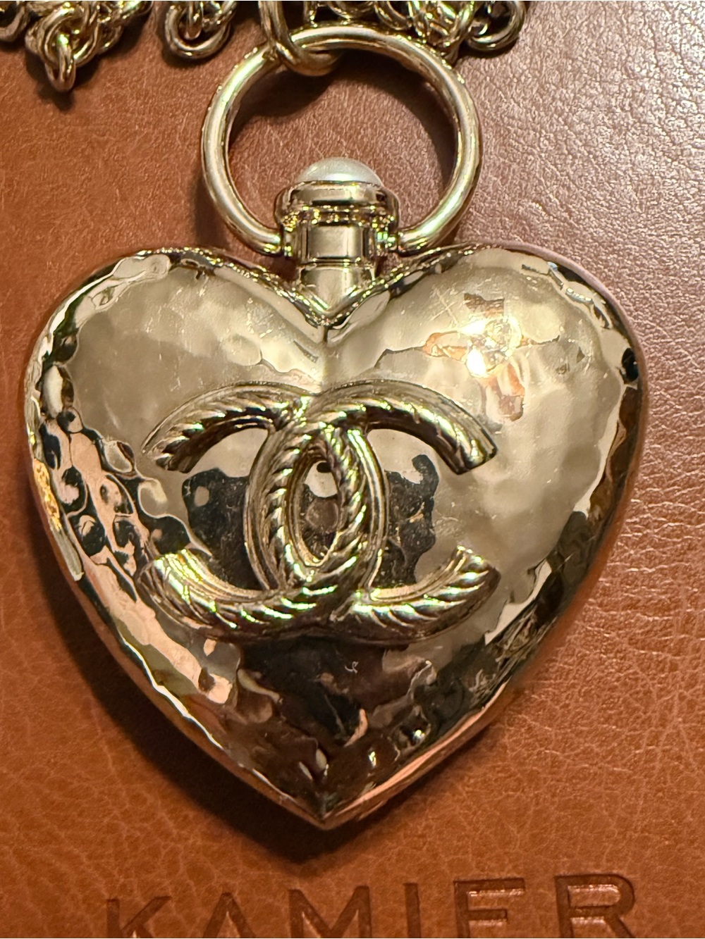 Chanel Giant Metal CC Heart Locket Necklace Silver - Picture 6 of 7